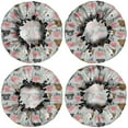 thumbnail image 2 of Shower Caps,Cute Pitbull Terriers Dog and Flower Waterproof Shower Cap for Women 4 Pieces,Double Reusable Hair Cover for Shower PEVA Elastic Stretch Hem, 2 of 7