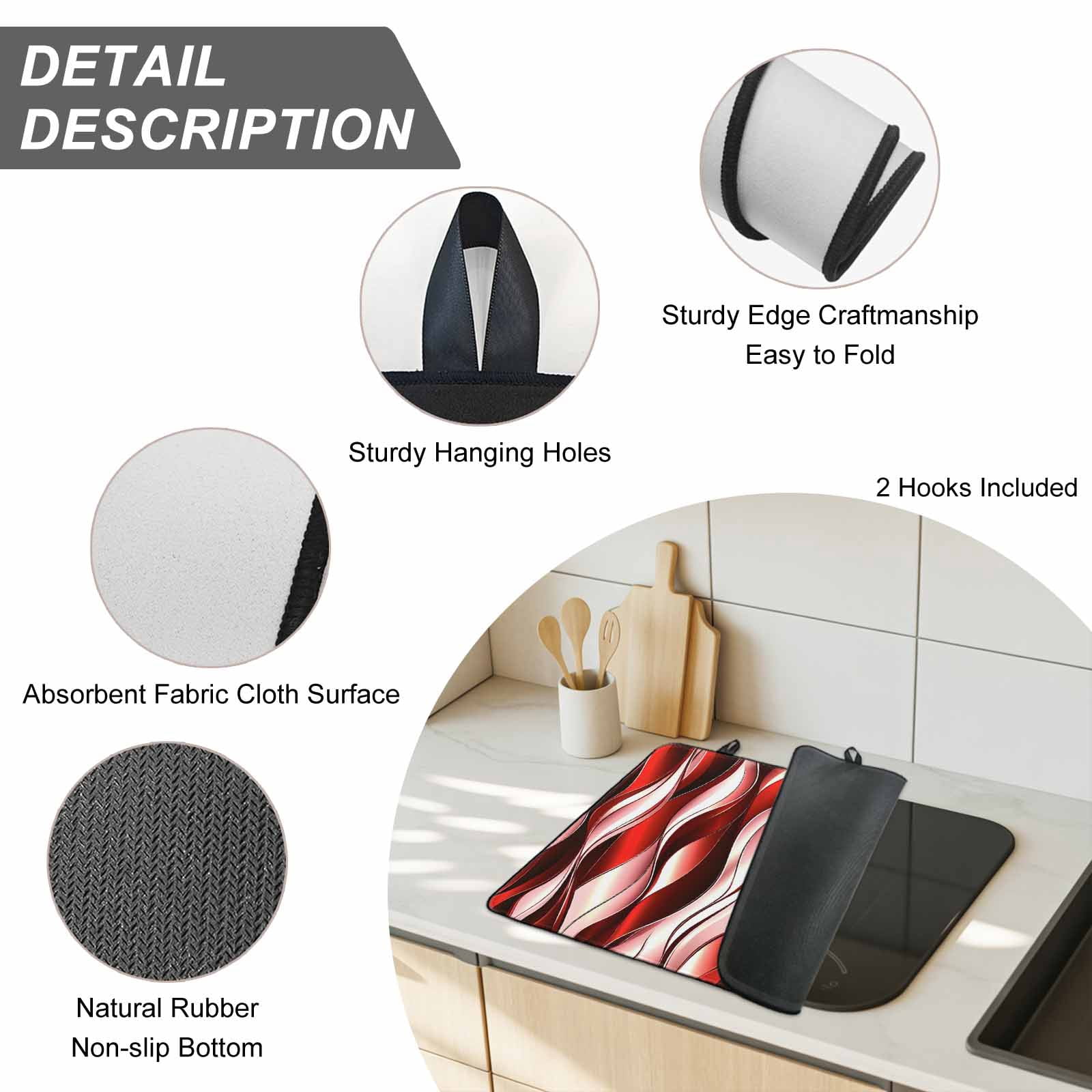 Red Striped Ombre Stove Top Cover for Electric Stove, Heat-proof & Non Slip Glass Top Stove Cover Protector, Modern Red Moire Geometric Kitchen Flat Cooktop Rubber Mat 24x21 Inches