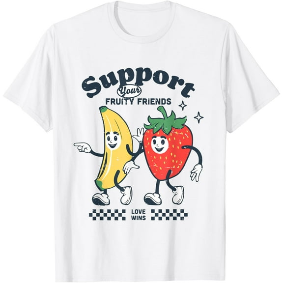 Support Your Fruity Friends Gay Pride Month LGBTQ Fruit Ally T-Shirt Shirts