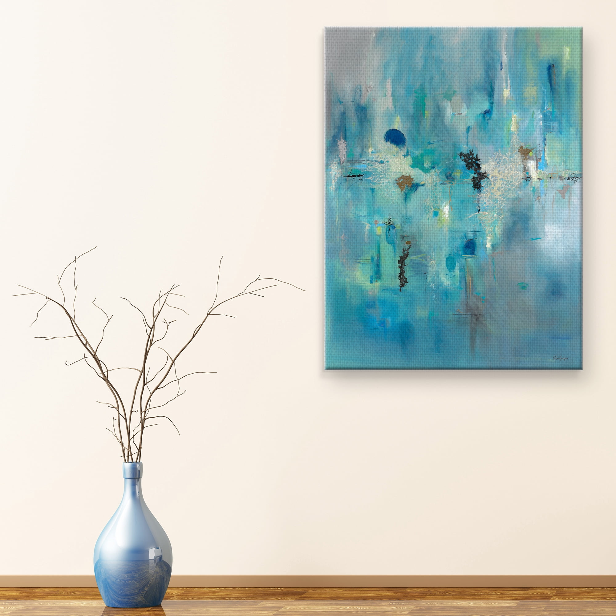 Masterpiece Art Gallery A Story To Tell Blue Abstract By Victoria Jackson Canvas Art Print 30" x 40"