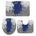 thumbnail image 2 of Abstract Art Bathroom Rugs Set Blue Grey Wall Mottled Texture Minimalist Modern Non Slip Absorbent Soft Bath Mats 3 Piece Set with Bathroom Rug, U-Shaped Floor Mat, Toilet Seat Cover Small Size, 2 of 9