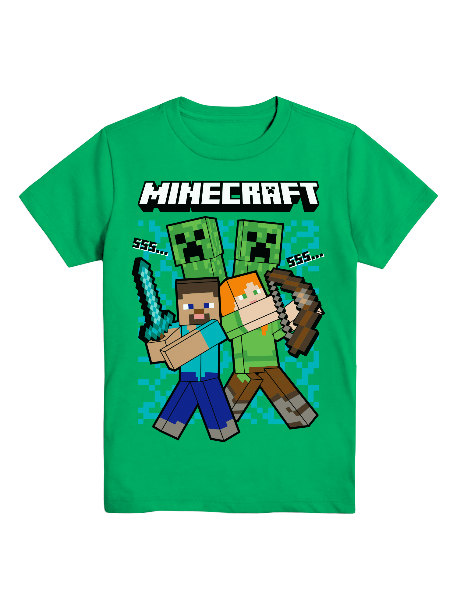 Minecraft Boys' Graphic T-Shirt with MC Heads Design, Green