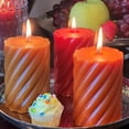 thumbnail image 3 of Twist Pillar Candles, Set of 3, Orange, Tangerine and Amber, 45 Hours Burn Time, 4 Inches, 3 of 7