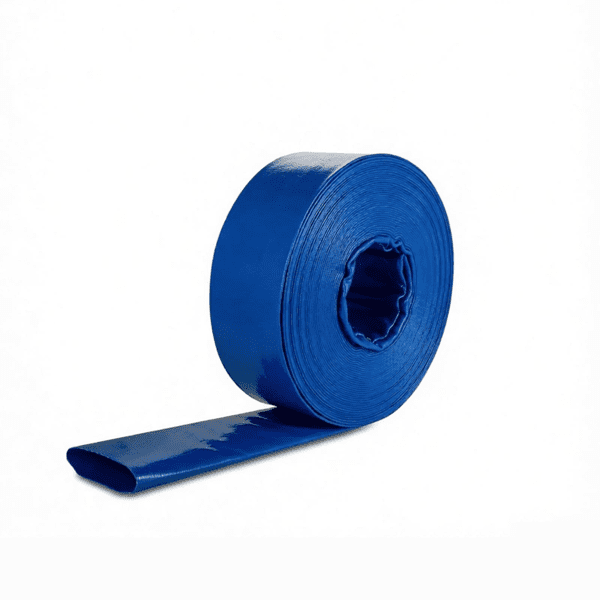 PVC Lay Flat Discharge Hose 2" x 105', Weather & Burst Resistant, Blue, for Pool & Water Transfer