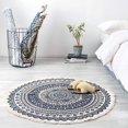 thumbnail image 5 of Boho Cotton Mandala Round Area Rug for Bedroom Living Room, with Bohemian Floral Pattern Hand Woven Circle Carpet with Tassels Fringe, Chic Indoor Floor Mat Machine Washable, 5 of 6