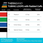 THERABAND Resistance Tubes, Padded Cuffs, Looped, 12 in, Red, Medium Thickness, 3.7 lbs Resistance, Level 3
