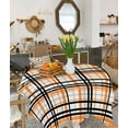thumbnail image 4 of Orange Black Grey Plaid Square/Round Tablecloths 52x52,Simple Check Stripes Lines Country Table Cloth Table Cover Indoor/Outdoor Tabletop Decor for Wedding Holiday Party Dinner Baby Shower, 4 of 7