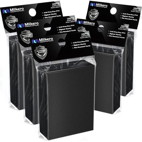Mlikero 500 Counts Black Card Sleeves, Matte Trading Card Sleeves Deck Protectors Fit for MTG, TCG and Sports Cards