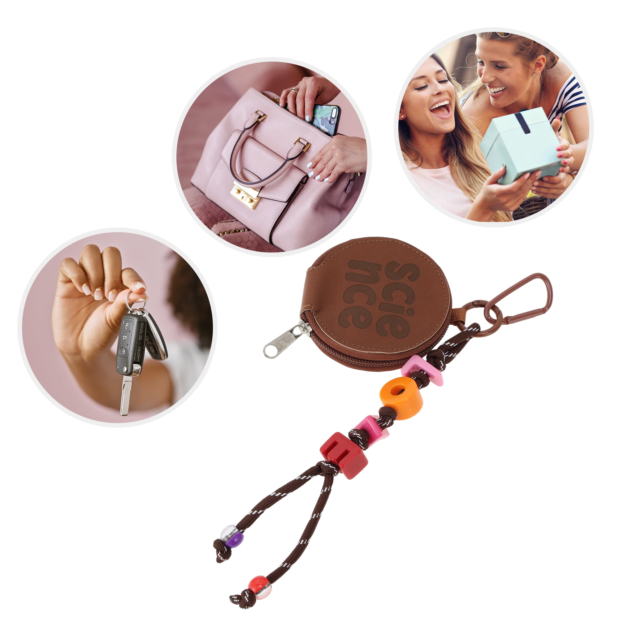 Unique Bargains Colorful Letter Wallet Handbag Charm for Bags and Purses Coffee Color