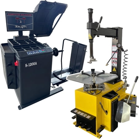 HPDAVV 811 Tire Changer & S-1200A Wheel Balancer Combo 110V Tire Service Machine Set for Garage Tire Mounting and Balancing