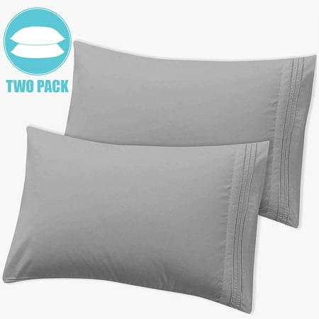 Microfiber King Gray Pillowcases Set of 2, 1800 series Bedding ...