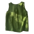 thumbnail image 4 of Tweang Linen Tank Tops for Women Basic Undershirts Flowy Shirts Sleeveless Crew Neck Loose Shirt Tanks Shirts T-shirt Blouses Vest Sweater Vest Cami Floral Shirts Tank Tops Shirts Green L, 4 of 6