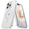 thumbnail image 2 of YINLAI iPhone 15 Pro Max Case Compatible with Mag-safe,Clear Crystal Glitter Phone Case Shockproof Sparkly Cute Women Girl Protective Case for iPhone 15 Pro Max 6.7",Transparent, 2 of 8