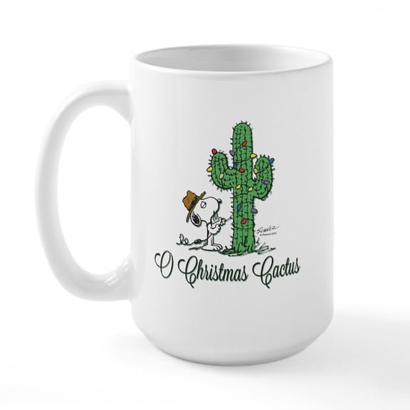 CafePress - O Christmas Cactus Large Mug - 15 oz Ceramic Large White Novelty Mug