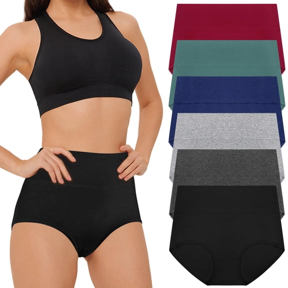 Loritta Underwear for Women Cotton High Waisted Briefs Full Coverage Panties for Ladies 6 Pack, Size S-2XL