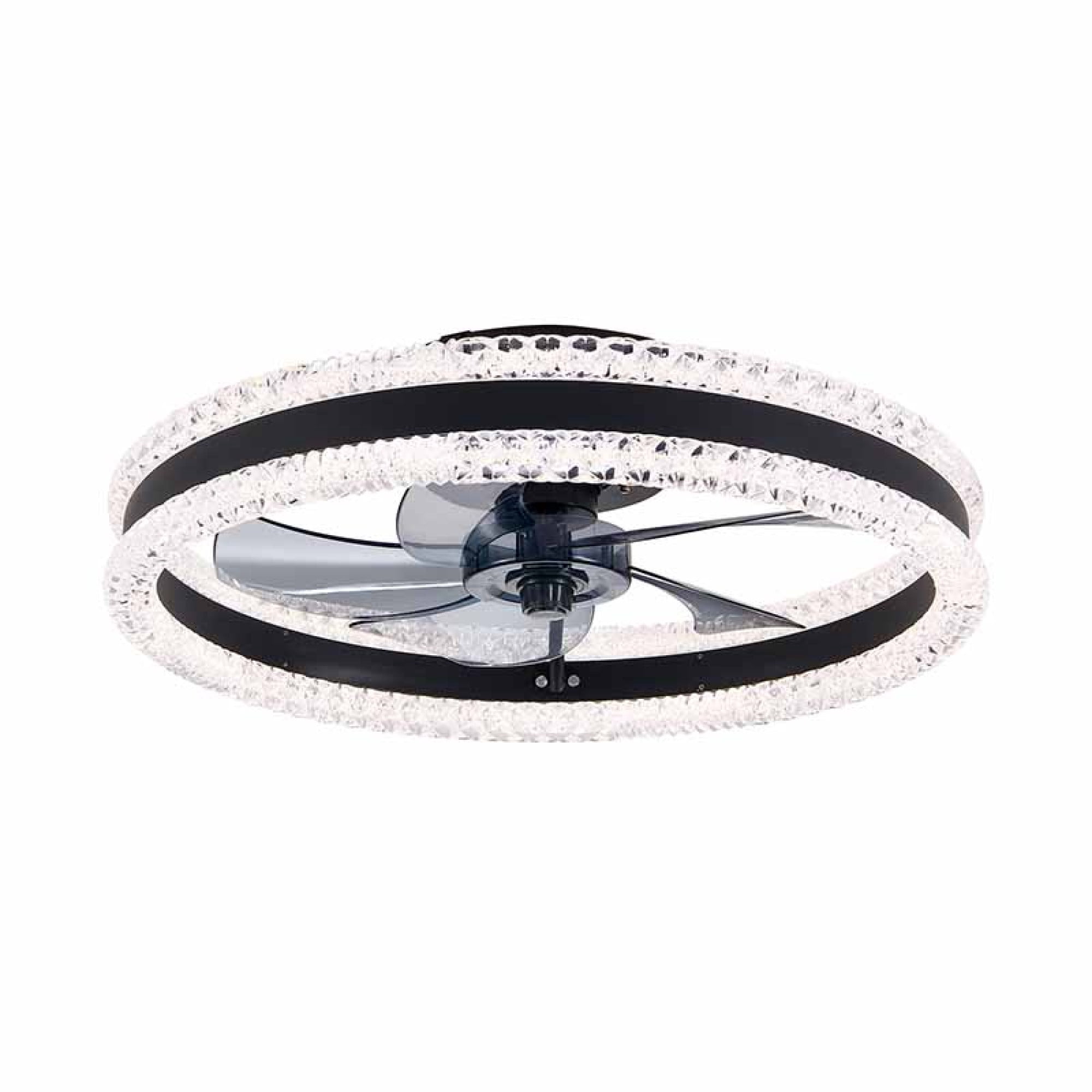 Leumius 20" Luxury Double Ring LED Ceiling Fan with Light, Modern Flush Mount Design, Hidden Blades, Dimmable Lighting & Remote Control, Low Profile Silent Fan for Bedroom, Living Room Black