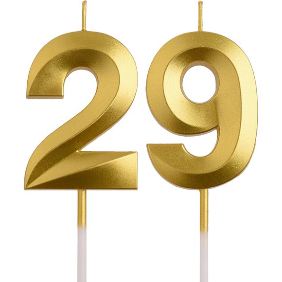 AOOLADA 29th 92nd Birthday Candles, Gold 92 29 Year Old Number Birthday Candles, Happy Birthday Party Decorations Cake Topper Gifts for Men Women