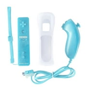 Blue Built in Motion Plus Remote + Nunchuck Controller For Nintendo Wii + Silicon case