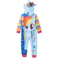 Toddler Girls My Little Pony Hooded Sleeper Pajamas Rainbow Dash Union Suit