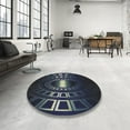 thumbnail image 4 of Ahgly Company Machine Washable Indoor Round Transitional Night Black Area Rugs, 7' Round, 4 of 7