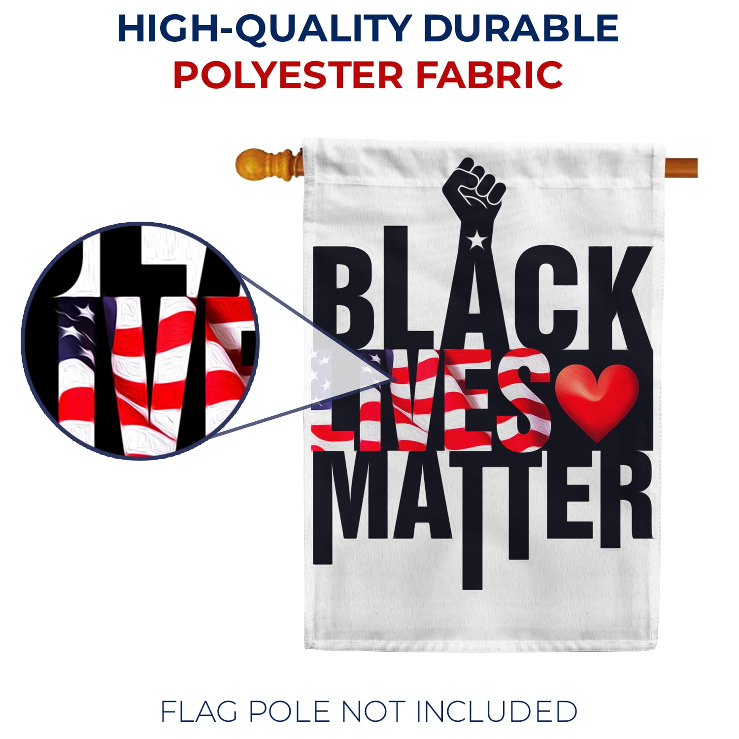 America Forever Black Lives Matter House Flag - Together We Rise, Clenched Fist, Stop The Violence BLM Flag, Outdoor Yard Decorative Large Flag - 28 X 40 inch, Made in USA