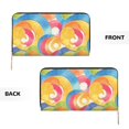thumbnail image 4 of Leather Wallet 8 X 4.3 In Comfortable Light Waterproof And Durable Zipper Design Easy To Carry Rosybrown Tie-Dye Background Vibrant Colors And Swirling Patterns, 4 of 8
