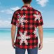 thumbnail image 4 of Balery Snowflakes On A Buffalo Plaid Camisas hawaianas de manga corta para hombre, camisas playeras de corte holgado, camisas de vacaciones con botones,Small, 4 of 7