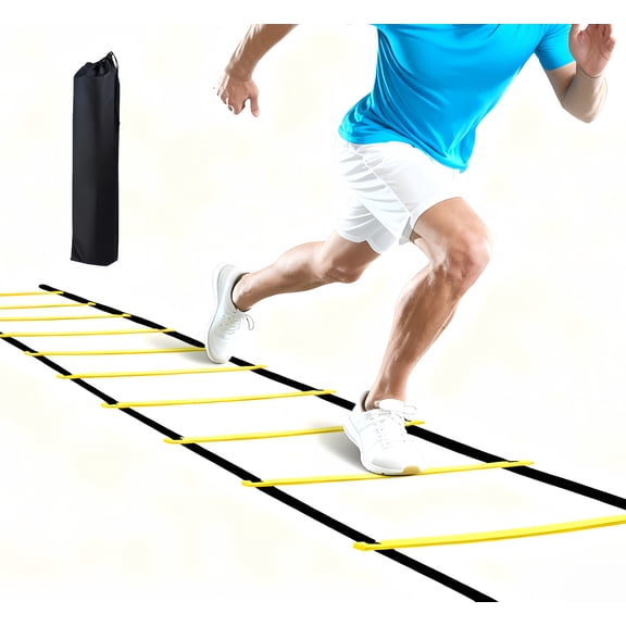 20ft 12 Rung Speed Agility Ladder, Adjustable Fitness Training Ladder for Soccer, Football, Basketball, Footwork Drills with Carry Bag