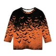 thumbnail image 5 of MKOSPLRT Holiday 3/4 Length Sleeve Kids Tops Crew Neck Pumpkin Ghosts Graphic Tees Causal Loose Fall T Shirts 3-12 Years, 5 of 6