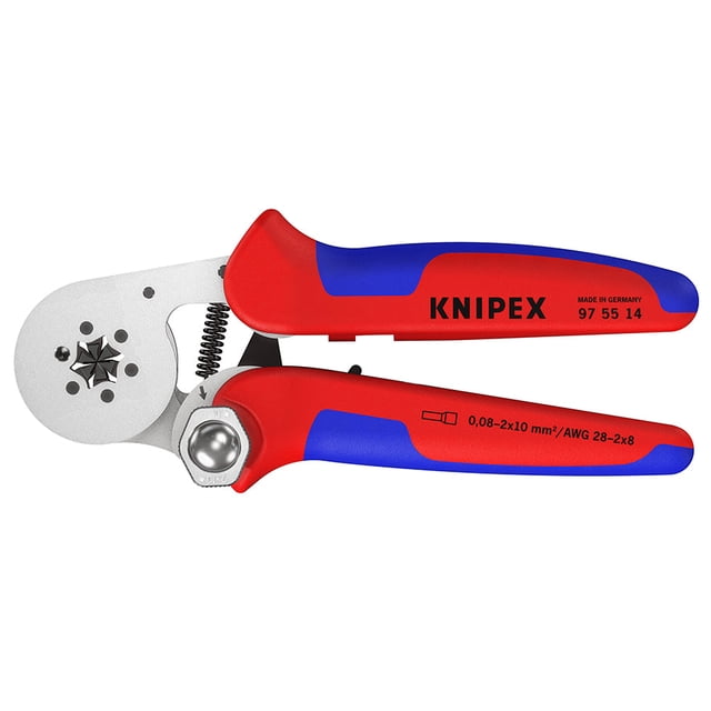 KNIPEX 97 55 14 Pinza autoajustable para ponchar terminales ferrul de acceso lateral Con fundas en dos componentes cromado 180 mm