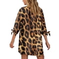 thumbnail image 4 of SCRAWLGOD Leopard Print Cardigan for Women Size S 3/4 Sleeve Blouses Summer Outfits for Women Button Down Shirts V Neck Three Quarter Length Cute Tops, 4 of 7