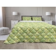 thumbnail image 1 of Floral Comforter & Sham Bedding Set, Doodle Nostalgic Branches Daisies on Green Toned Circles Background, 3 pcs Duvet Set Microfiber Filling Quilt, 5 Sizes, Apple Green Yellow Black, by Ambesonne, 1 of 4