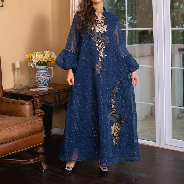 XVJRHAK Summer Dress For Women Middle New Sequin Embroidered Long