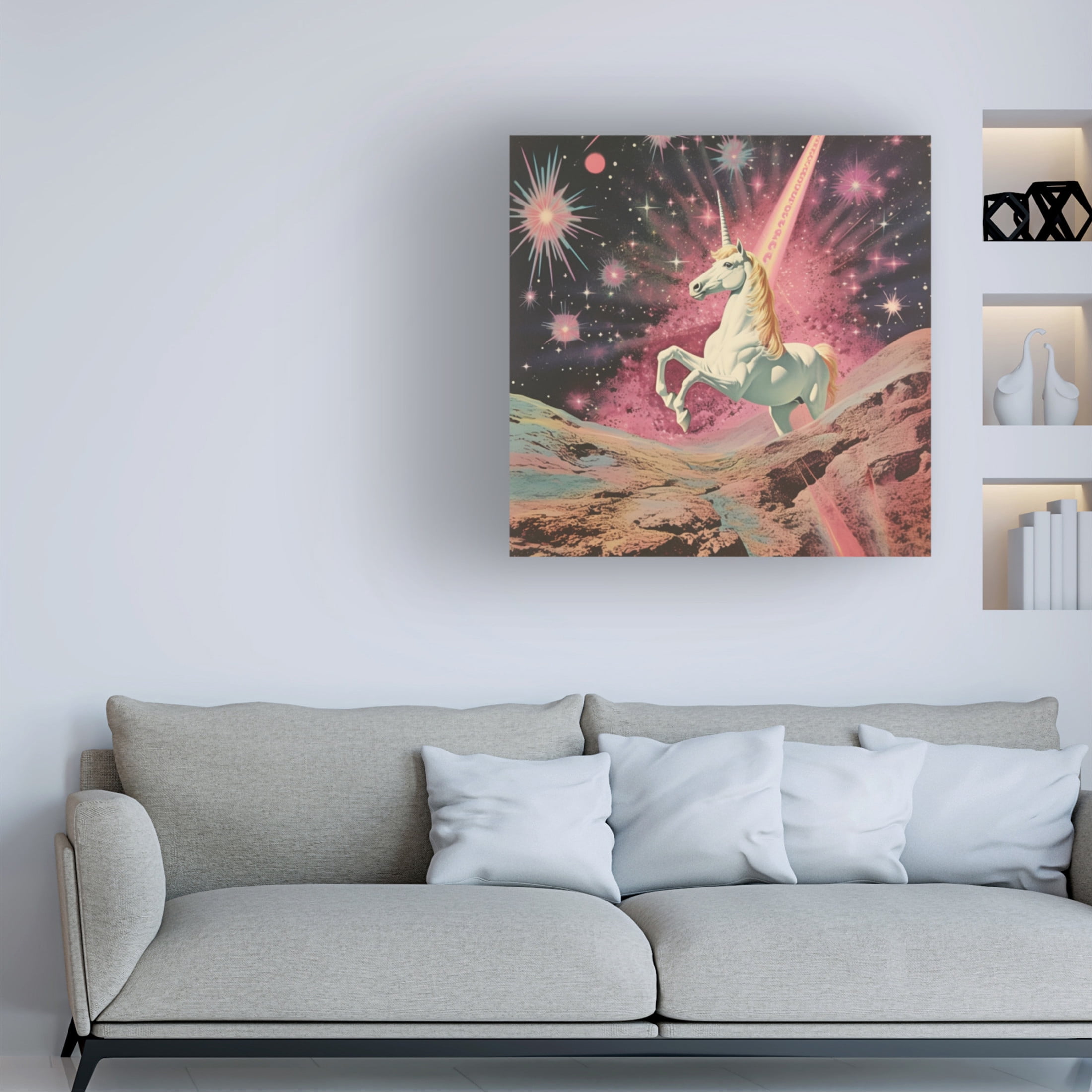 Canvas Wall Art - Samantha Hearn 'Magic Unicorn Collage Art' Wall Art for Living Room, Bedroom, or Office D?cor by Trademark Fine Art - 14 x 14 Inches