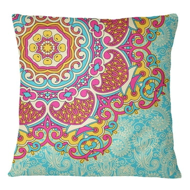 S4Sassy Mandala Printed Multicolor Throw Cushion Case Decorative Square Pillow Cover - Choose Size