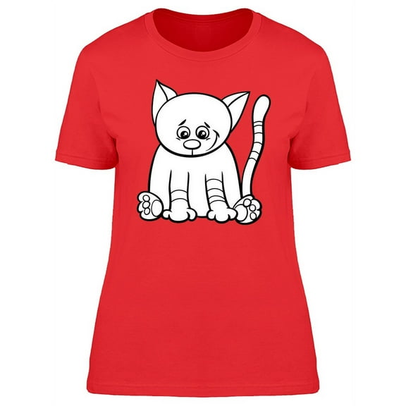 Adorable Happy Kitten Cartoon T-Shirt Women -Image by Shutterstock, Female Medium