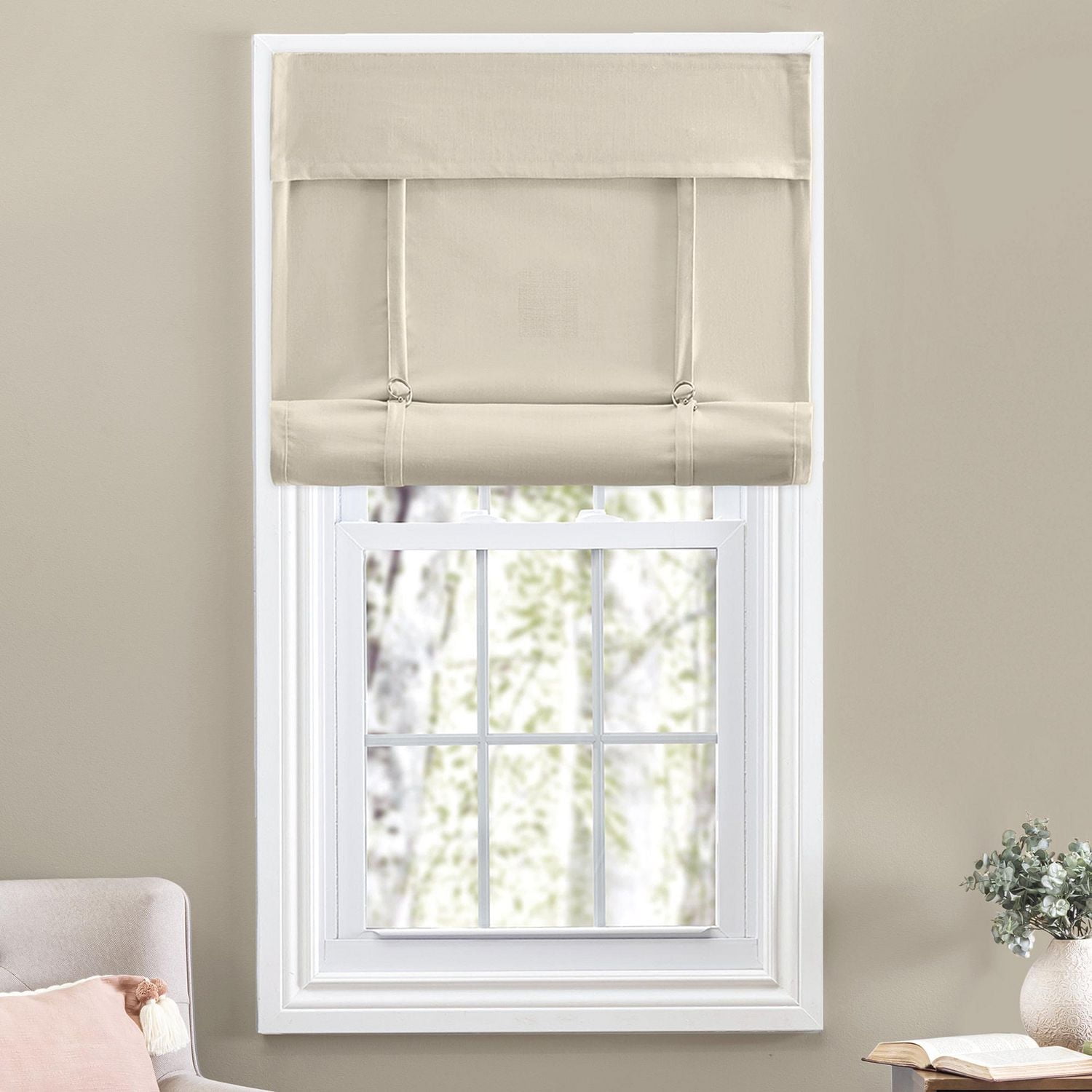 Camalay Harmony filteration de la lumiere attache adhesive cottage store romain 27 x 64 in blanc