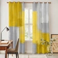 thumbnail image 3 of Yellow Abstract Kitchen Curtains Window Panels, Grey Geometric Oil Painting Vintage Gradient Insulated Window Treatment Curtain, Grommet Curtains for Bedroom/Living Room/Bathroom, 2 Piece 42"Wx84"L, 3 of 8