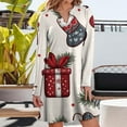 thumbnail image 6 of WTOBBY Women's Holiday Printed Dress Loose V-Neck Long Sleeve Casual Christmas Party Wear with Festive Theme Pattern for Seasonal Occasions,Sky Blue 2XL, 6 of 6