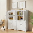 thumbnail image 5 of Asofer Bathroom Floor Storage Cabinet, Freestanding Cabinet with 4 Doors, Adjustable Shelves, White, 5 of 9