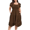 thumbnail image 4 of Vestido casual AZACHID de verano con doble volante de manga corta para mujer, 4 of 8