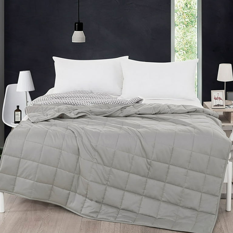 Topbuy 25 lbs Weighted Blankets 100 Cotton Glass Beads Filler Queen King Size Light Gray Walmart