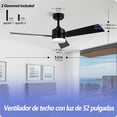 thumbnail image 4 of Ventiladores de Techo de 52" con luces y Control Remoto, Moderno Ventilador de Techo Empotrable con 3 Colores LED, Con Función de Temporizador, Silencioso, 4 of 8