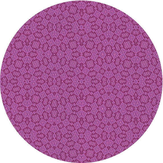 Ahgly Company Machine Washable Indoor Round Transitional Medium Violet Red Pink Area Rugs, 6' Round
