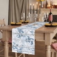 thumbnail image 2 of Blue Grey Leaves 36 Inch Table Runner, Watercolor Branches Vintage Forest Farmhouse Dresser Scarf Cotton & Linen Tablerunner for Dining/Kitchen Island/Holiday Party Décor Small 13" x 36", 2 of 9