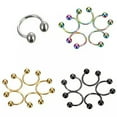 thumbnail image 6 of HOOUN Horseshoe Bar Lip Nose Septum Ear Ring Body Piercing Jewelry Stainless S-qy_-Gold-Sharp, 6 of 9