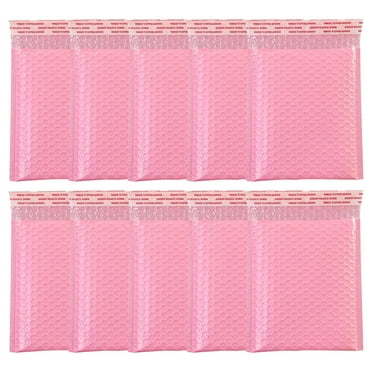 Waterproof Bubble Envelope Mailers [10 Pack] 6 inch x 9 inch #0 Pink Poly Padded Shipping Envelopes Self Sealing Cushioned Packaging Bags