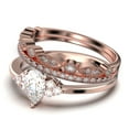 thumbnail image 4 of Dazzling Minimalist 2.25 Carat Pear Cut Affordable Ring, Diamond Moissanite Engagement Ring, Unique Wedding Ring, Two Matching Band in 10k Solid Rose Gold, Gift For Her, Trio Set, 4 of 4