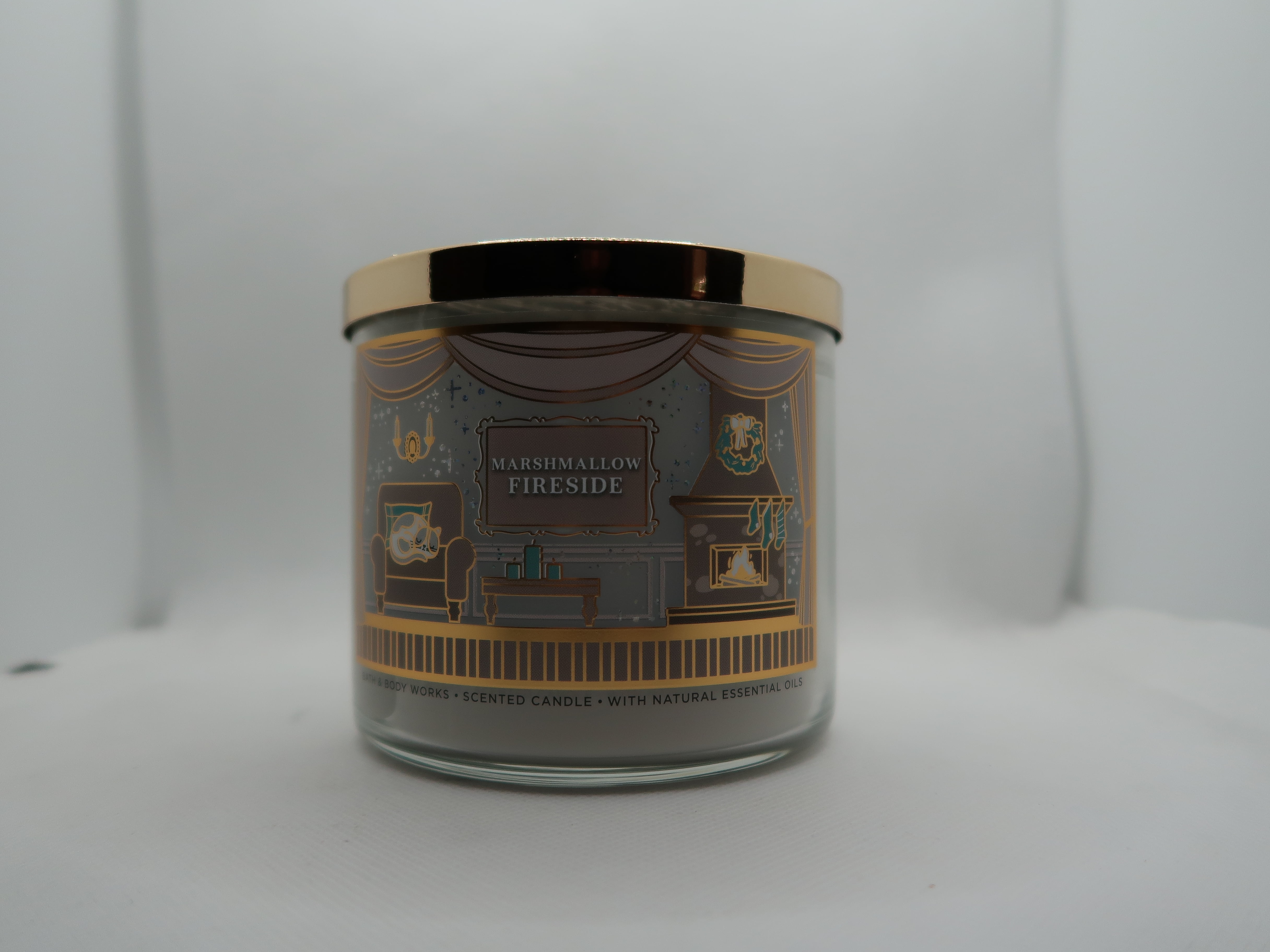 Marshmallow Fireside Bath Body Works, White Barn 3Wick Candle w