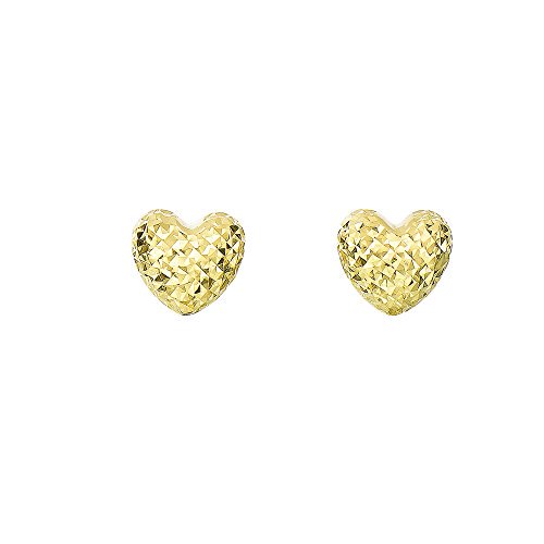 JewelStop 14K Yellow Gold Puff Heart Post Earrings - 8 x 8 mm, 1.2gr.
